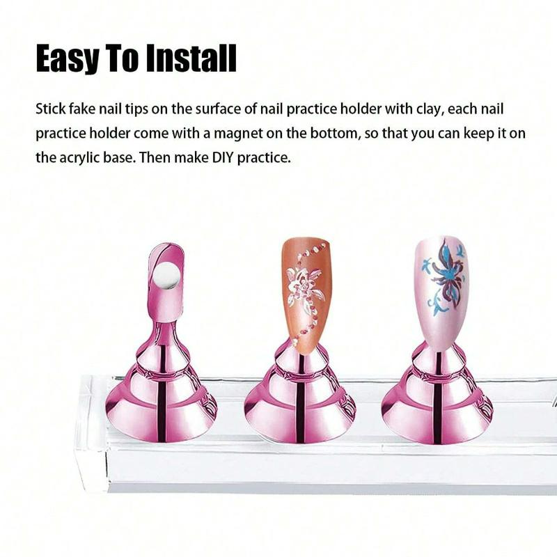 Supporto per Unghie per Esposizione Unghie Finte, Supporto Magnetico per Unghie Finte per Pratica Pittura Unghie, Strumenti per Nail Art per Principianti per Unghie Finte