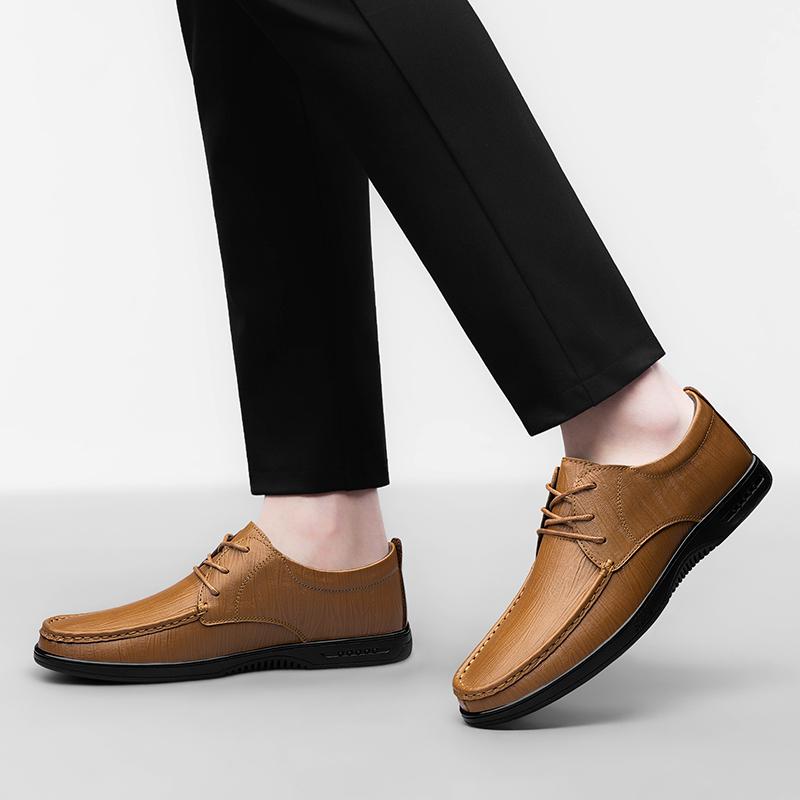 Fashion Brand Fashion New Men Top Layer Cowhide Lace Up Casual Leather Shoes High-quality Outdoor Casual Soft Soled Sports Leather Shoes