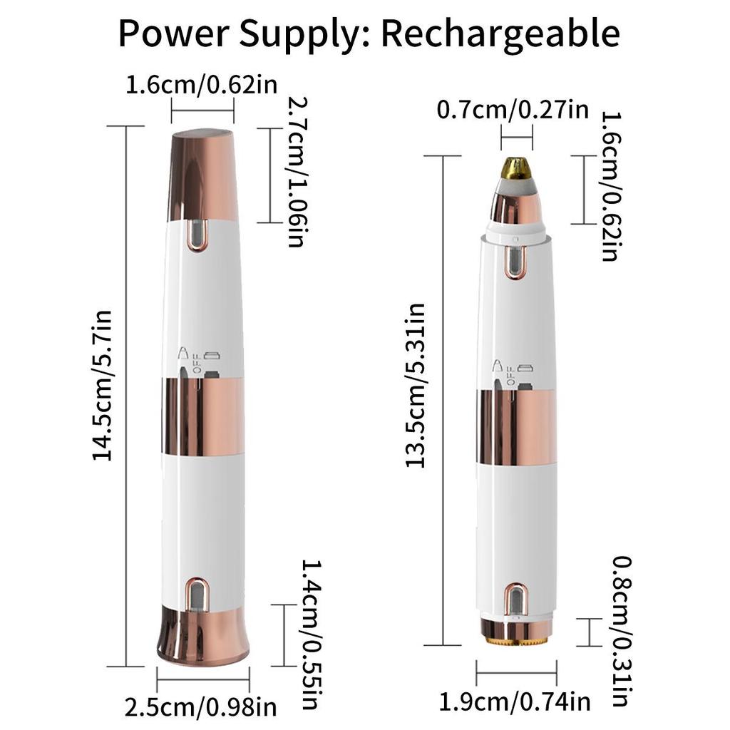 Portable 2-in-1 Electric Women's Shaver & Eyebrow Trimmer with USB Charging