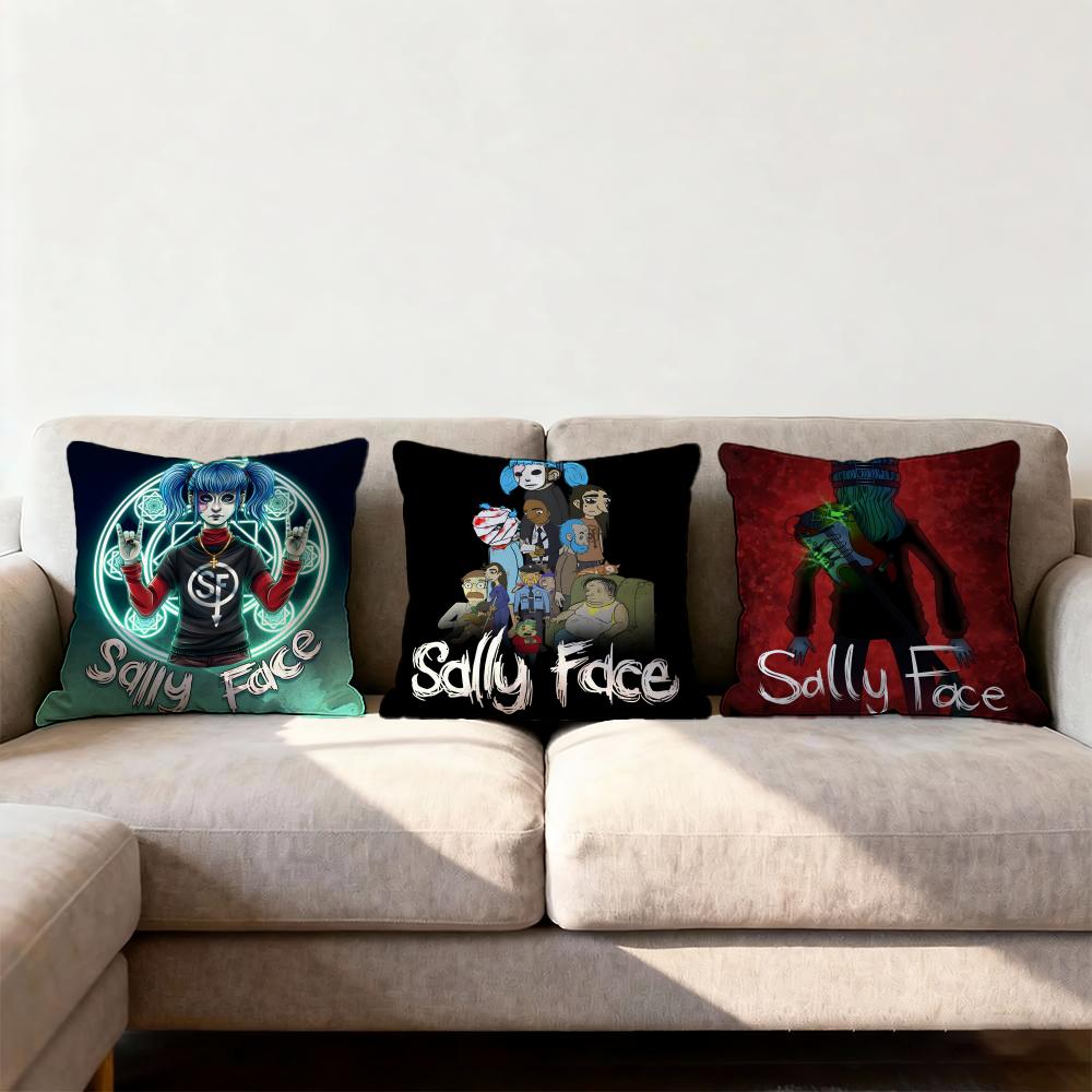 Band Sally Face Cushion Cover Premium Comfort Reversible Pillow Cove -Two in One Design for Any Room & Car Interior