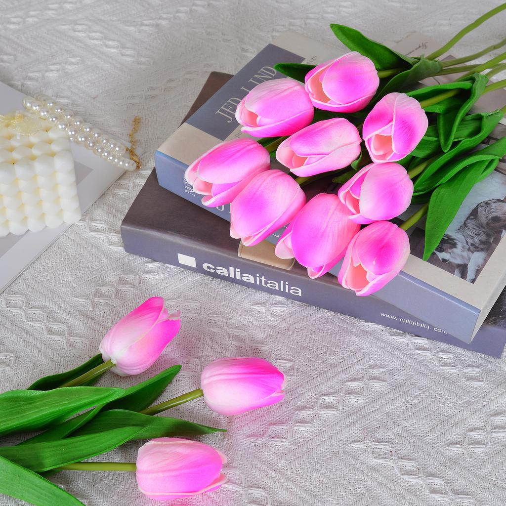 30 Stück Künstliche Tulpen 34cm Real Touch PU Kunstblumen Tulpenstiele für Hochzeit Frühlingsstrauß Blumengesteck Zuhause Büro Party Dekoration