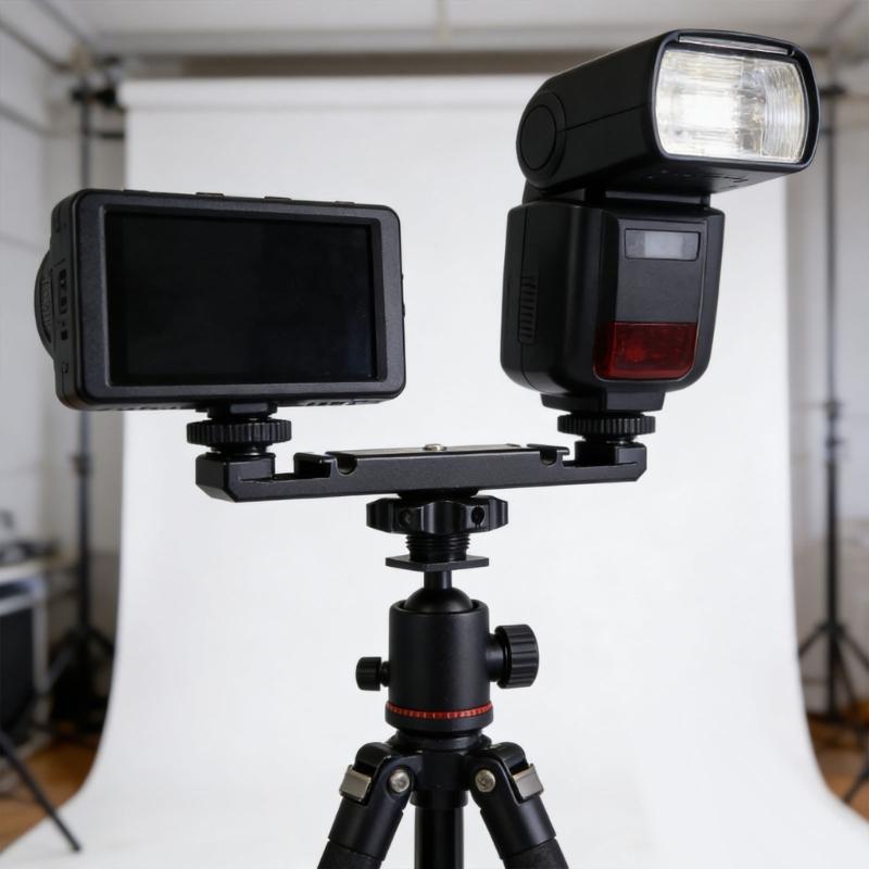 Professional Aluminum Double Hot Shoe Bracket For DSLR Camera Photography LED Video Light Microphone Accessories