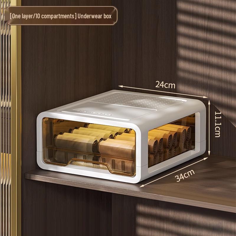 Three-in-One Drawer-Style Underwear, Sock & Panty Organizer Box