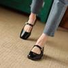 Fashion Spring/Autumn Women Shoes Square Toe Chunky Heel Shoes Patent Leather Mary Janes Low Heel Solid Pumps Women Concise Black Shoes