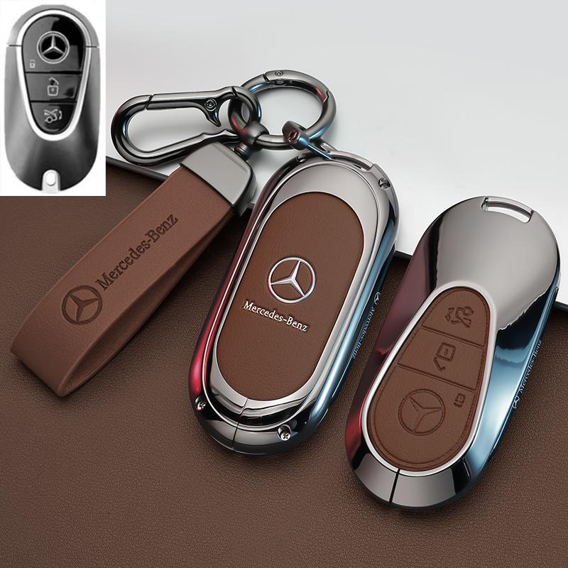 SFX1 Zinc Alloy+Leather Car Key Case Cover for Mercedes Benz 2021 C /S Class W223 W206 S350L S400L S450L S500L Protector