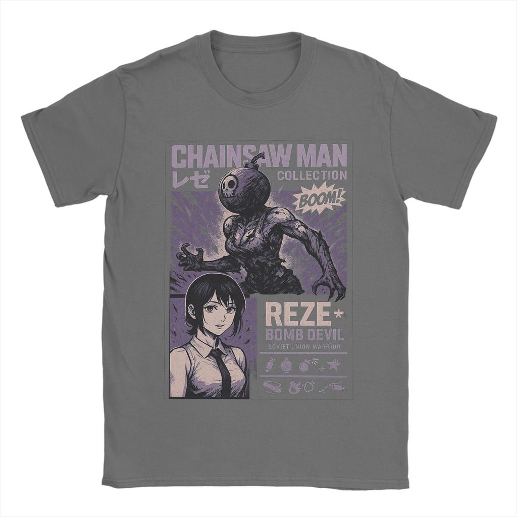 Anime Chainsaw Man Reze TShirt Men Manga Denji Power 100 Cotton TShirts Summer O Neck Tee Shirt Hot Sale Oversized Clothes