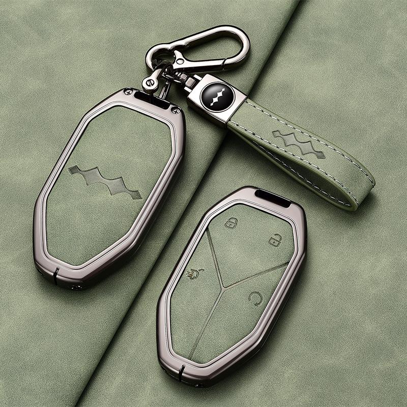 For BYD Formula Leopard 5 8 3 Ti3 Car Key Case Zinc Alloy Leather Key Shell Fob Cover Protection Keychain Holder Car Accessories