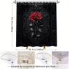 Gothic Red Rose Shower Curtain - Elegant Black Polyester, 3D Floral Design, 12 Hooks, Dramatic Ornate Decor