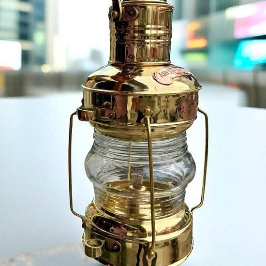 Brass Anchor Lamp Nautical Oil Lantern Maritime Ship Light Collectible Home Decor