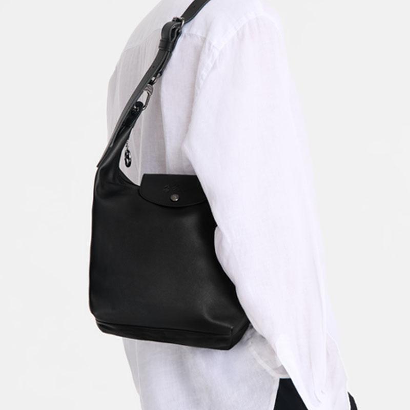 Longchamp Le Pliage Xtra Adjustable Detachable Handle Leather Tote Shoulder Bag Medium Women Bags Black 10286987001