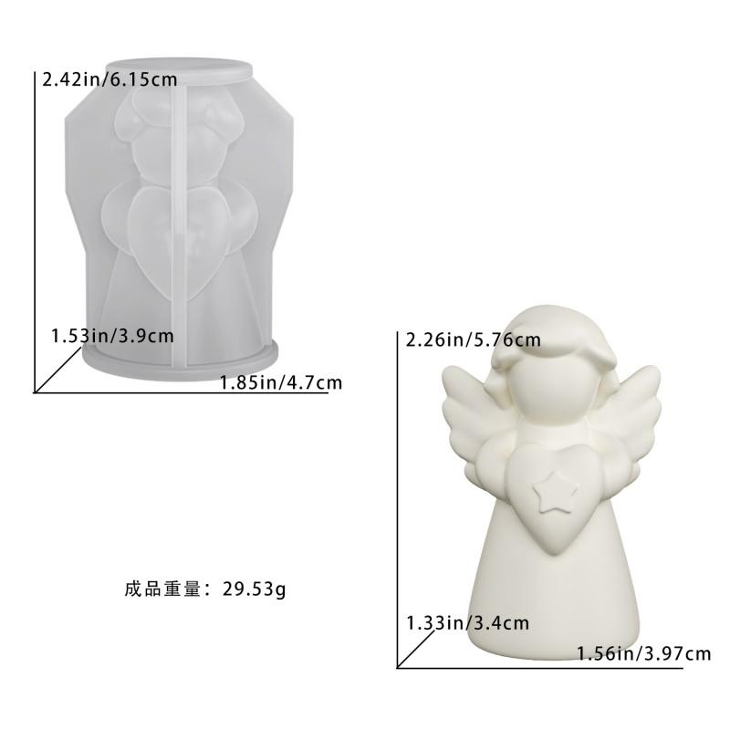 

3D Heart Wings Angel Silicone Scented Candle Mold DIY Girl Sculpture Gypsum Decor Handmade Human Resin Mold for Birthday Gifts