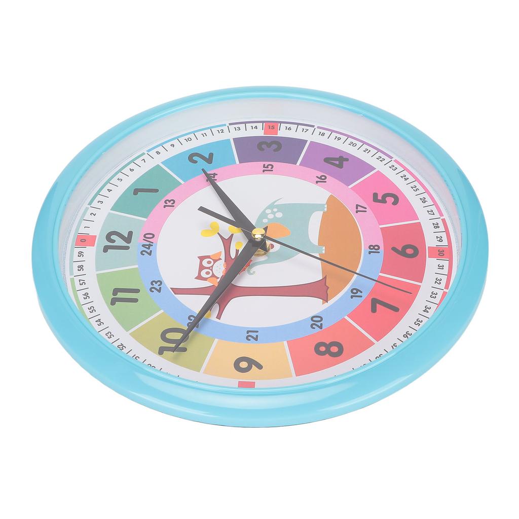 Wall Clock Plastic Cartoon Colorful Quartz Time Learning Hanging Clock for Kid"s Bedroom