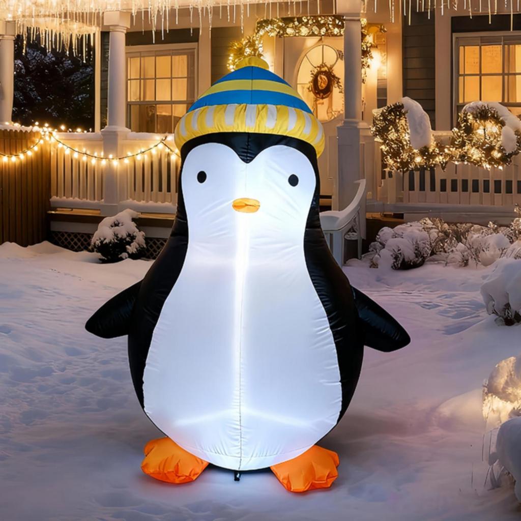 Inflatable Penguin with 5ft Outdoor Yard Decoration for Lawn, Garden