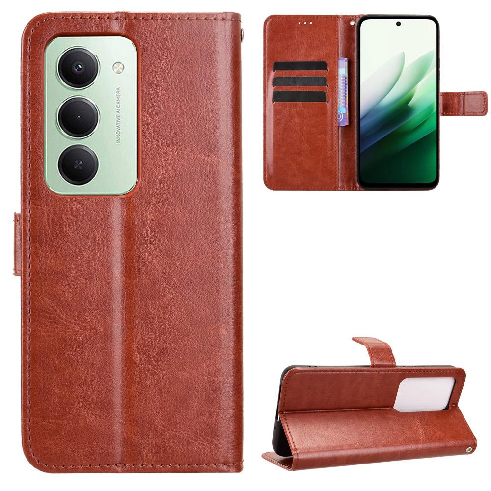 Per Xiaomi Redmi 15 4G (Unione Europea) (171mm) Custodia in Pelle PU con Cinturino Texture Cavallo Pazzo Copertura Portafoglio per Telefono