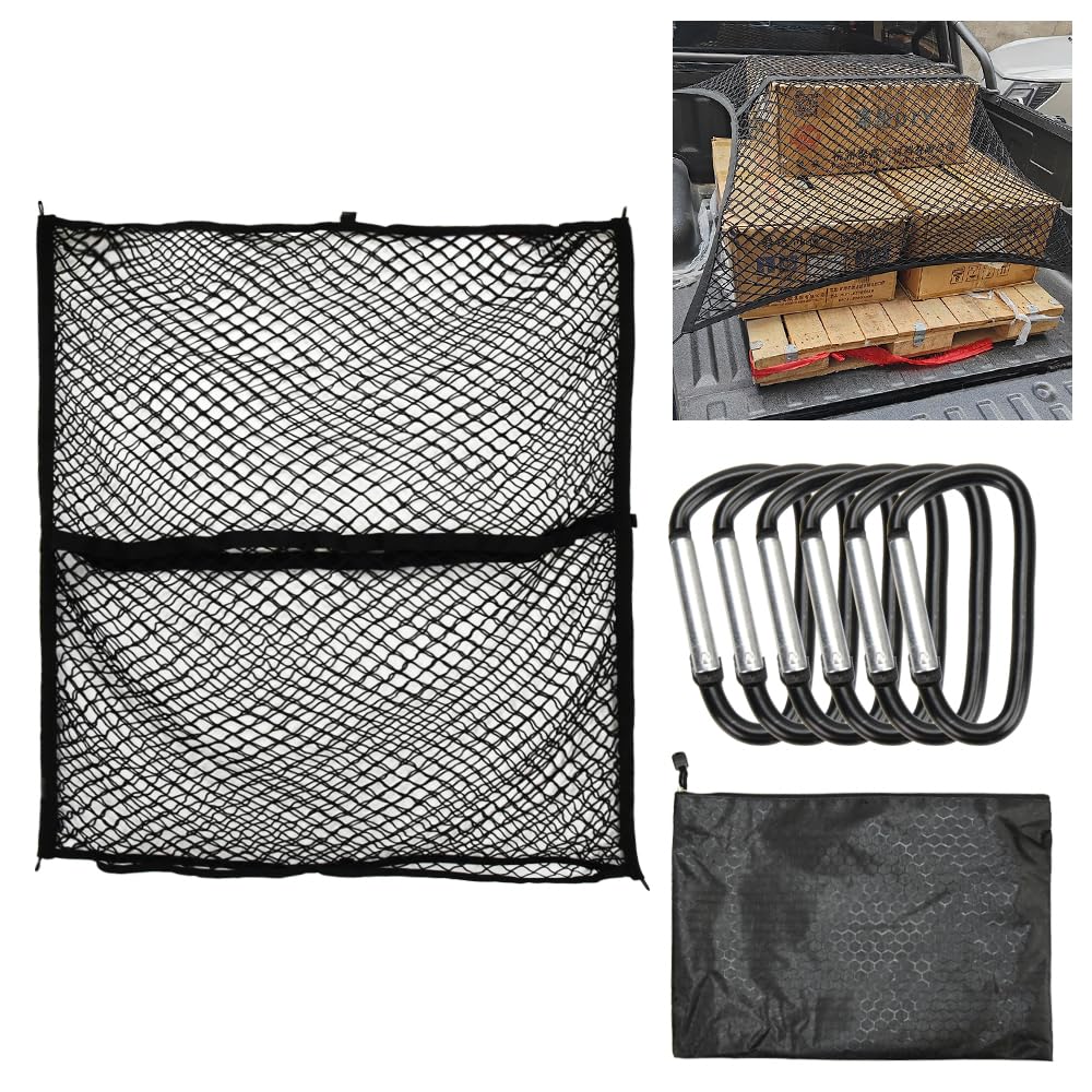 Cargo 120x120cm for Truck Roof Rack Secures Mesh Dual Includes 6 Carabiners Net, (Max 240x240cm), Beds, Compatible, Cargo, Net, Layer,