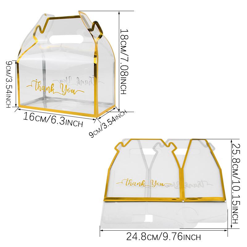 WTEMPO 12PCS Transparent Party Favor Gift Boxes with Handle DIY Folable Daily Presents Packaging Boxes Dolls/Flowers Display Boxes