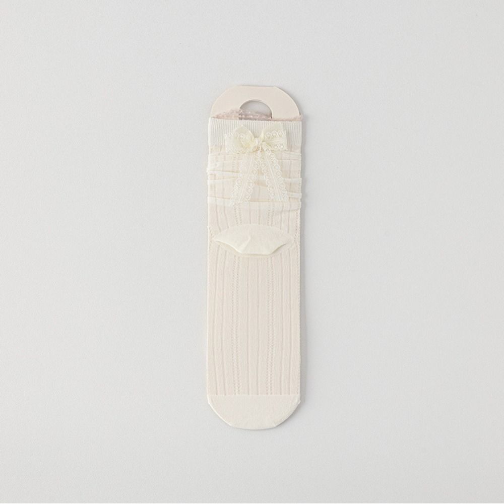 3Pairs Breathable Mid Tube Socks Ruffle Sweet Socks Women Fashion Mesh Bowknot Socks  Lady