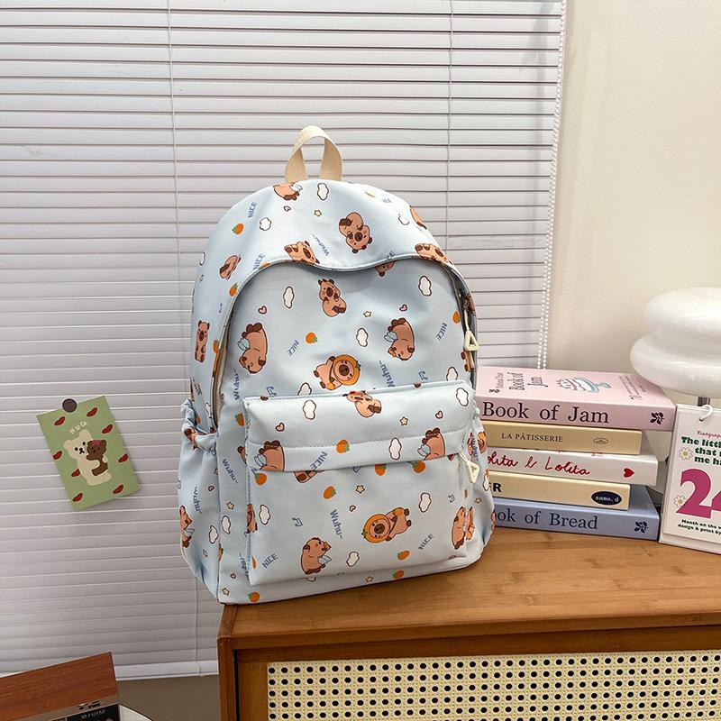 Schoolbag Japanese Backpack Female Cute Kapibara Backpack Junior High School High School College Student Simple Travel Backpack Female Schoolbag