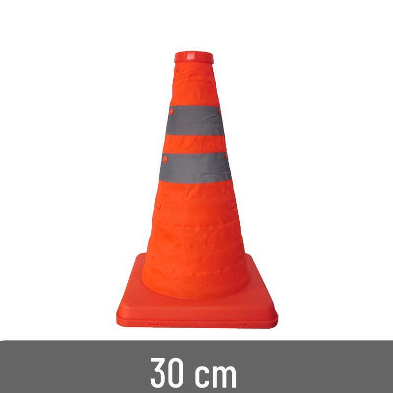 Car with Retractable Traffic Cones: Folding, Reflective, Triangular, and Portable Emergency Parking Warning Indicators
