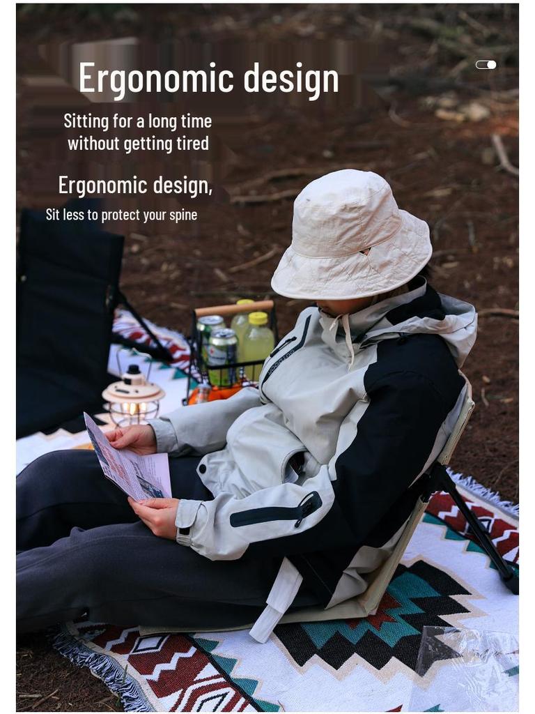 Tragbarer Faltbarer Outdoor-Stuhl mit Rückenlehne - Ideal für Camping, Rasen und Strand