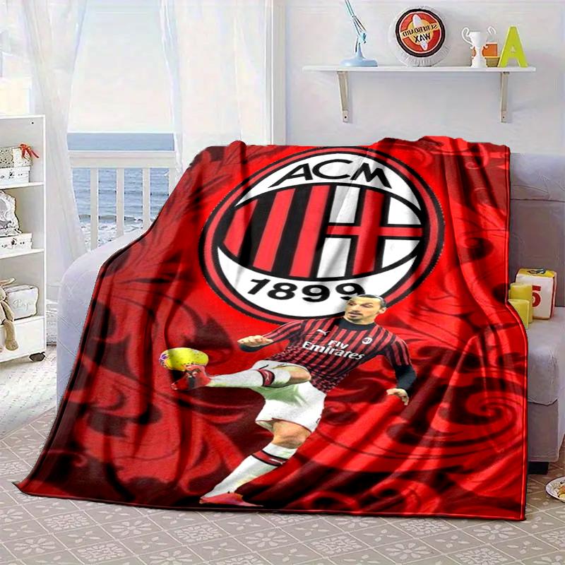 Ac Football Club Blanket Flannel Blanket for bed, sofa, Camping, Hiking, Picnic Essentials, gift for family Fan gifts