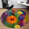 1pc Floral Garden Office Round Area Rug, Indoor Mat Suitable ForOffice, Under Office Chairs Bedroom Living Room Home Decor, Room Deco D066