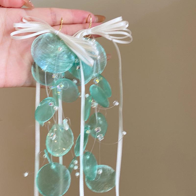 Silver Needle Cat's Eye Stone Shell Stud Earrings: Summer Seaside Style Fashionable High-End Women's Jewelry.