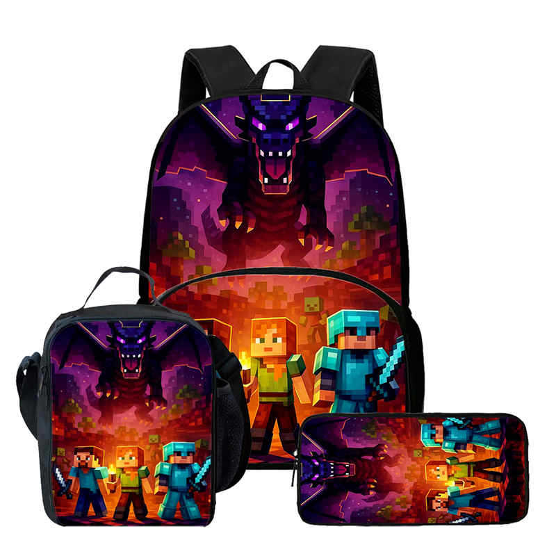 Minecraft Printed Backpack Children'S Elementary School Bag