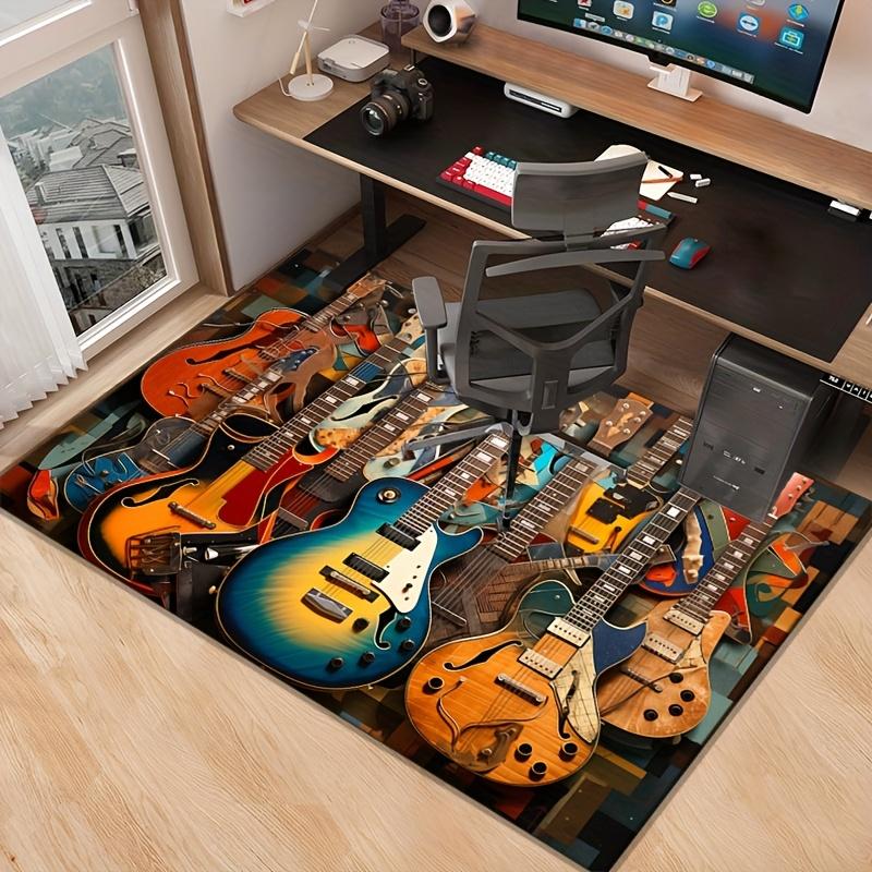 3D Guitar Print Flannel Rug - Luxurious Anti-Slip Carpet for Living Room, Bedroom & Laundry Room, Machine Washable