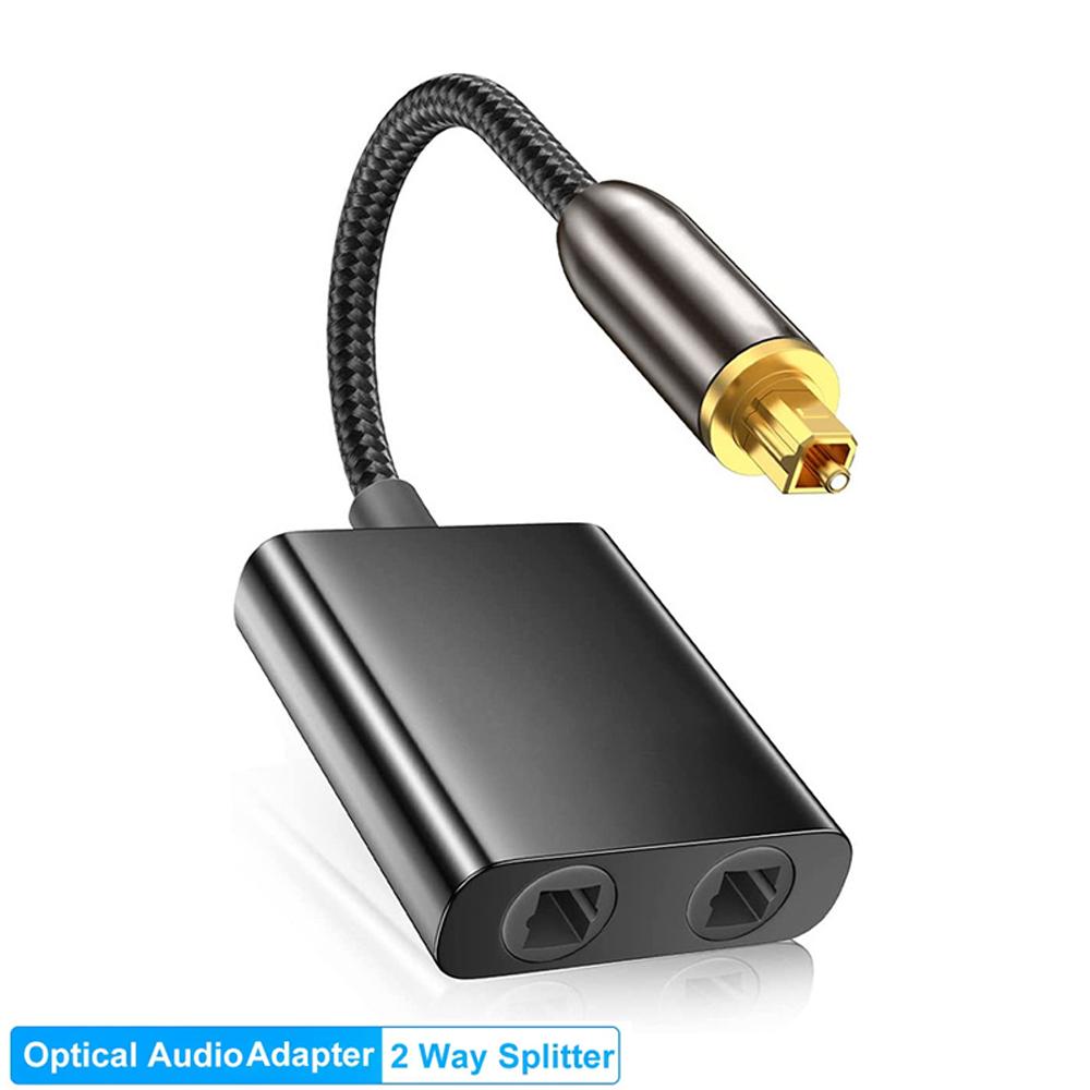 Hannord Optical Fiber Cable 2 In 1 Splitter Toslink Splitter SPDIF 2 In To 1 Out Gold Plated Connectors For PC Laptop PS5 DVD