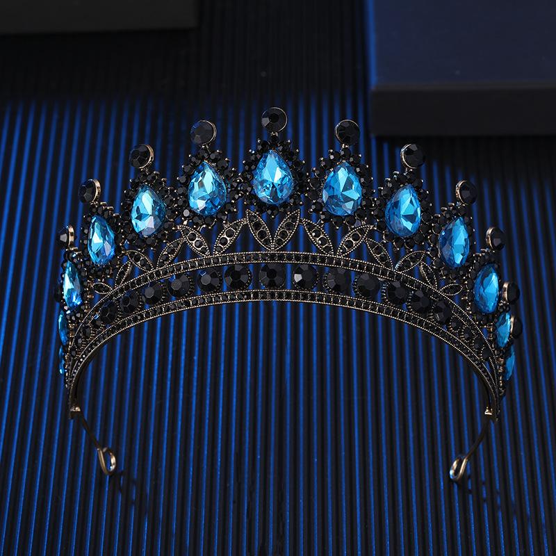 The Bride's Colorful Rhinestone  Baroque European and American Diamond Princess  Round Tiara Hair Accessory Wedding Dress and Crown