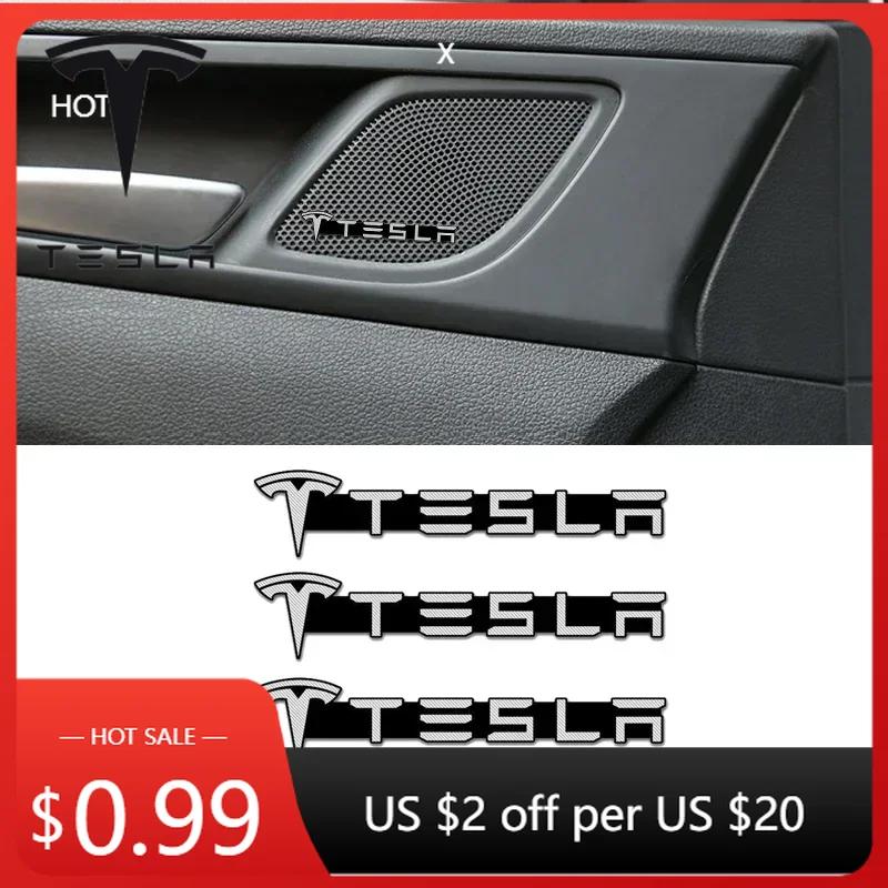 Autoaufkleber Tesla 4 Stück Metall Auto Audio Sound Abzeichen Aufkleber Emblem Dekoration für Tesla Logo Model S Model X Model 3 Road