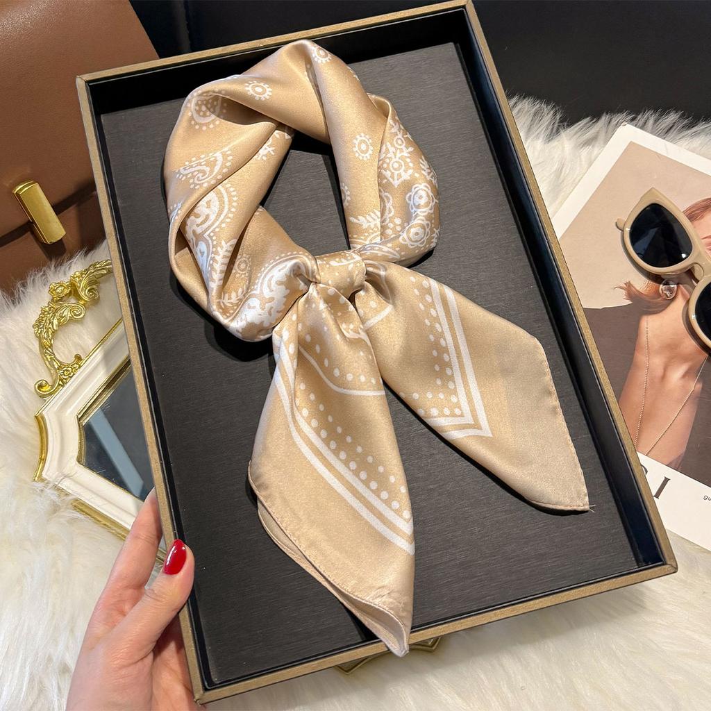 New Luxury Paisley Print 70*70cm Square Scarf Women Soft Satin Hairband Neckerchief Tie Female Headband Foulard Bag Ribbon Gift