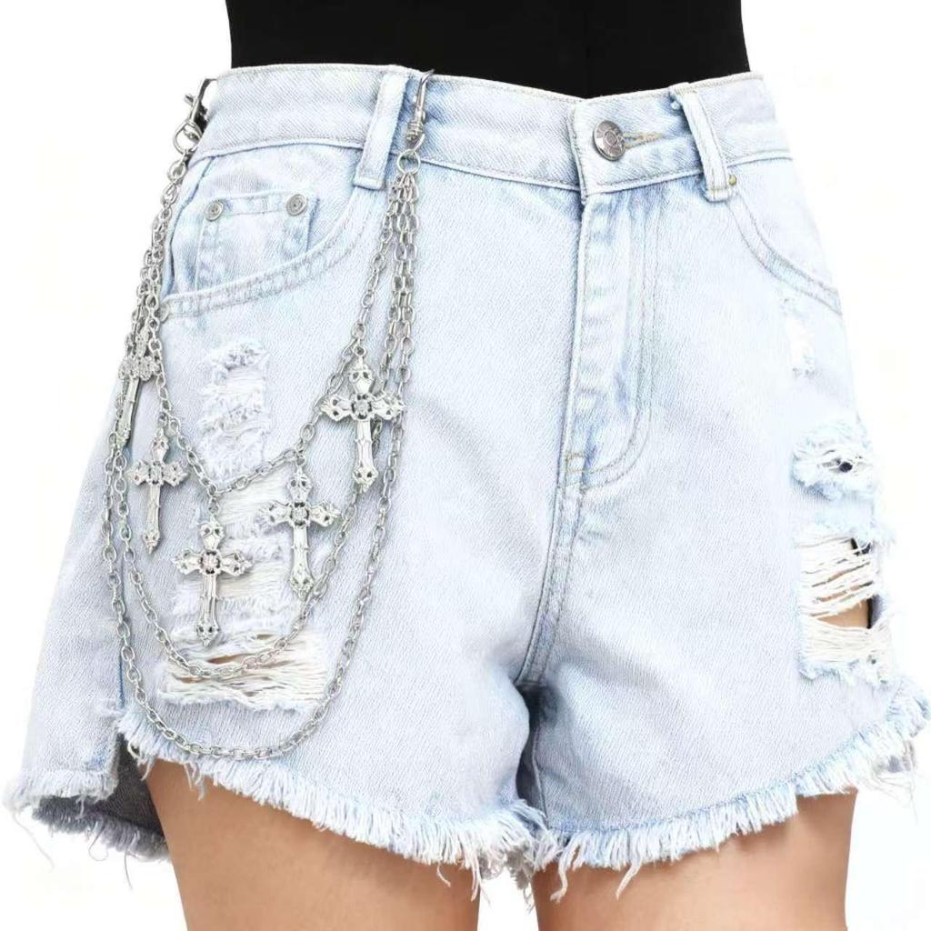 Unisex Retro Multi-layer Cross Pendant Pants Chain - Metal Chain Accessories for a Sweet & Spicy Style