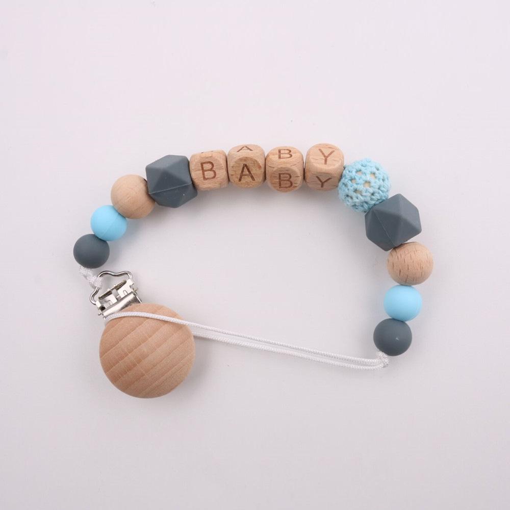 New Mother & Baby Beech Wood Silicone Pacifier Clip – Anti-Drop Chain