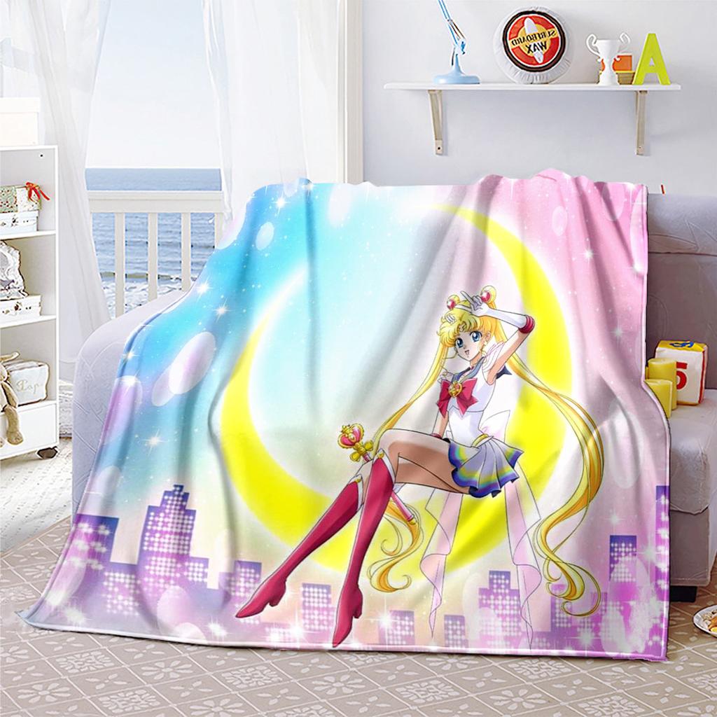 Japanese anime cute cartoon theme Sailor Moon Tsukino Usagi blanket suitable for home beds, sofa covers, office nap, outdoor warm blankets O4