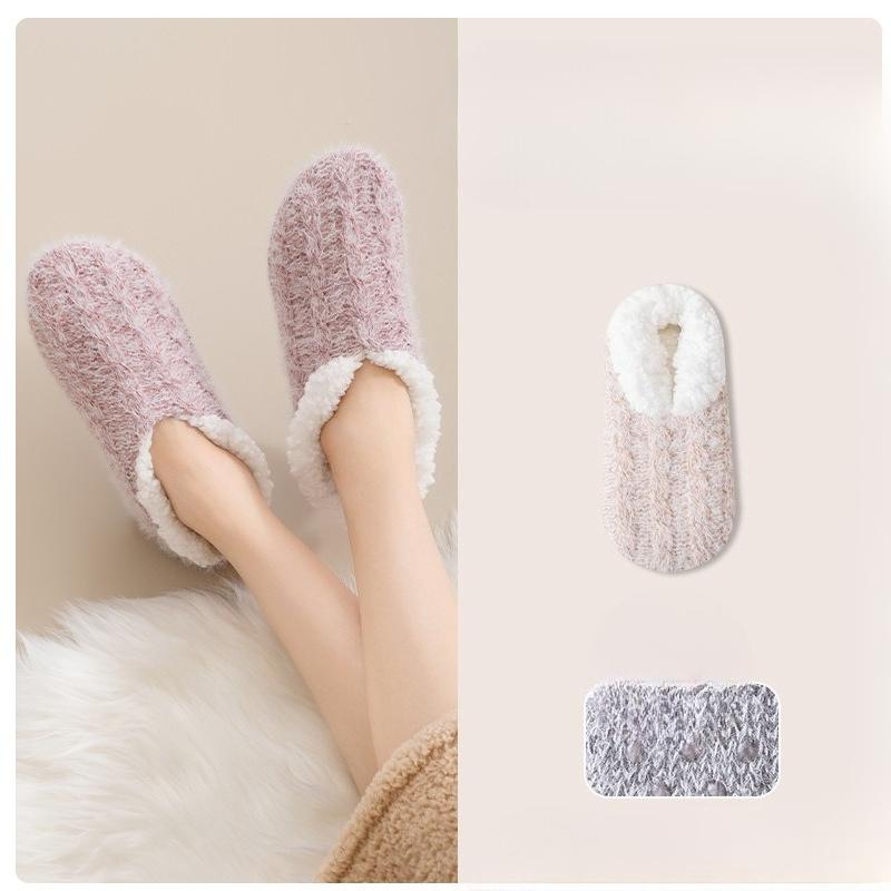 Floor Socks for Women, Home, Autumn and Winter, Thickened with Fleece, Warm Sleep Socks, Anti-slip Silicone Foot Warmer, Floor Socks