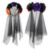 Halloween Floral Veil Headbands Mesh Lace for Women Cosplay Carnival Hair Props