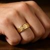 Anelli Moderni in Acciaio Inossidabile da 8MM per Uomo e Donna Colore Oro Spazzolato Anelli con Doppia Scanalatura Gioielli Regalo per Matrimonio Festa Uomo