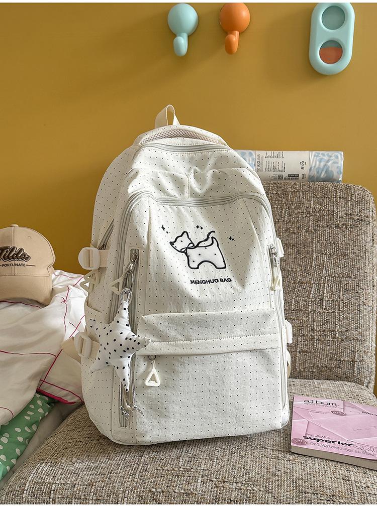 Schoolbag Korean Puppy Embroidered Backpack Soft Girl College Style Student Schoolbag Large Capacity Cartoon Girl Versatile Backpack