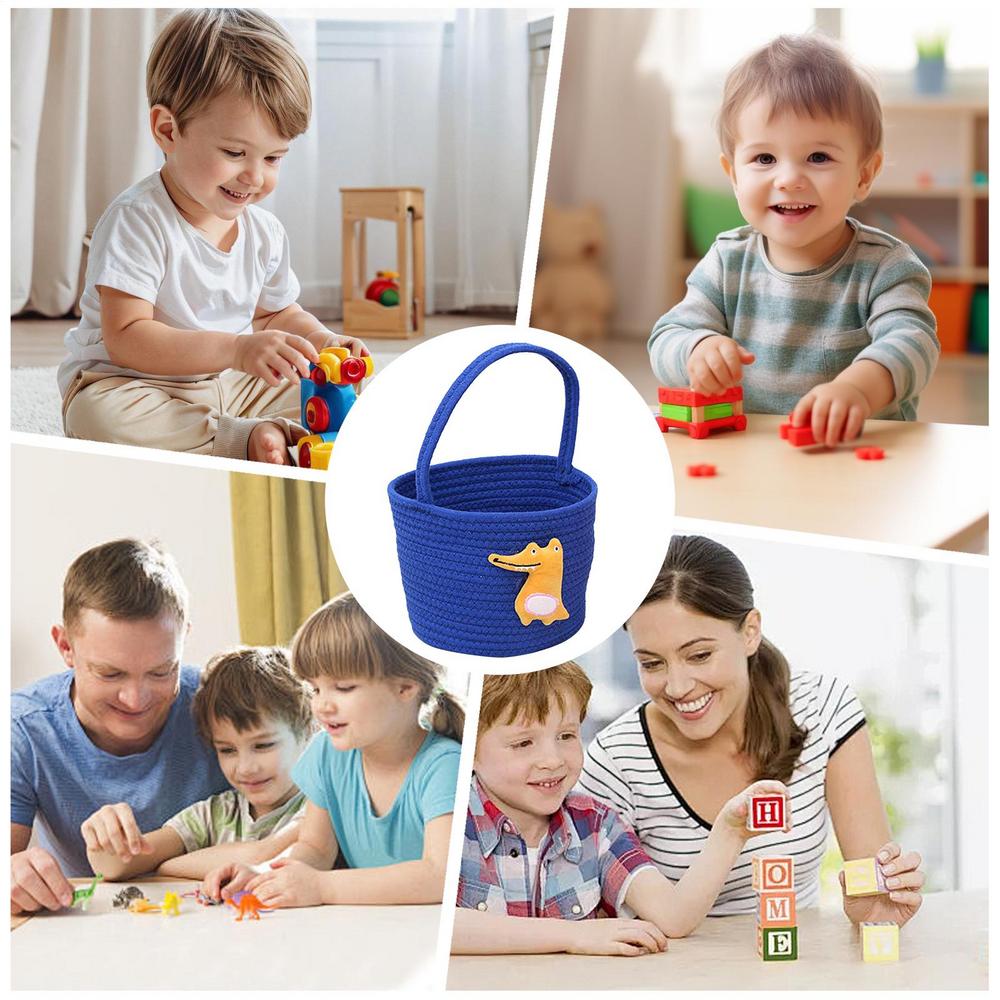 Storage Basket Cotton Rope Basket Space-Saving Soft Bin Handheld Organizers For Room Easter Laundry Kids Dog Blanket