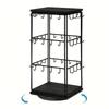 360° Rotating Wooden Jewelry Display Rack - Earring Stud Ring Organizer Tower with Hooks