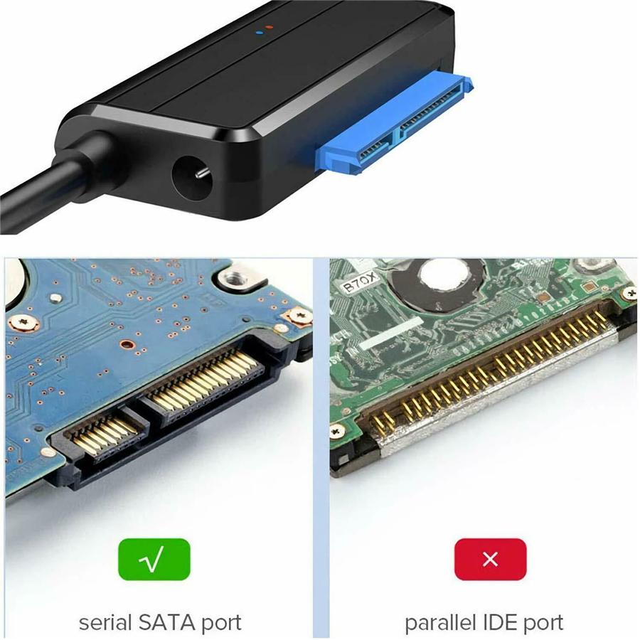 SATA to USB 3.0 Adapter Cable for 2.5 3.5 Inch HDD and SSD, SATA III Hard Drive  With US Plug
