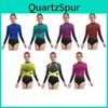 Performance Ballett Farbe Mädchen Outfit Block Leotard Langarm Mit Glänzenden Strasssteinen Standard Tanzbekleidung
