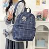 Schoolbag Korean star plaid polka dot backpack female student schoolbag college style commuting large capacity dirt resistant backpack
