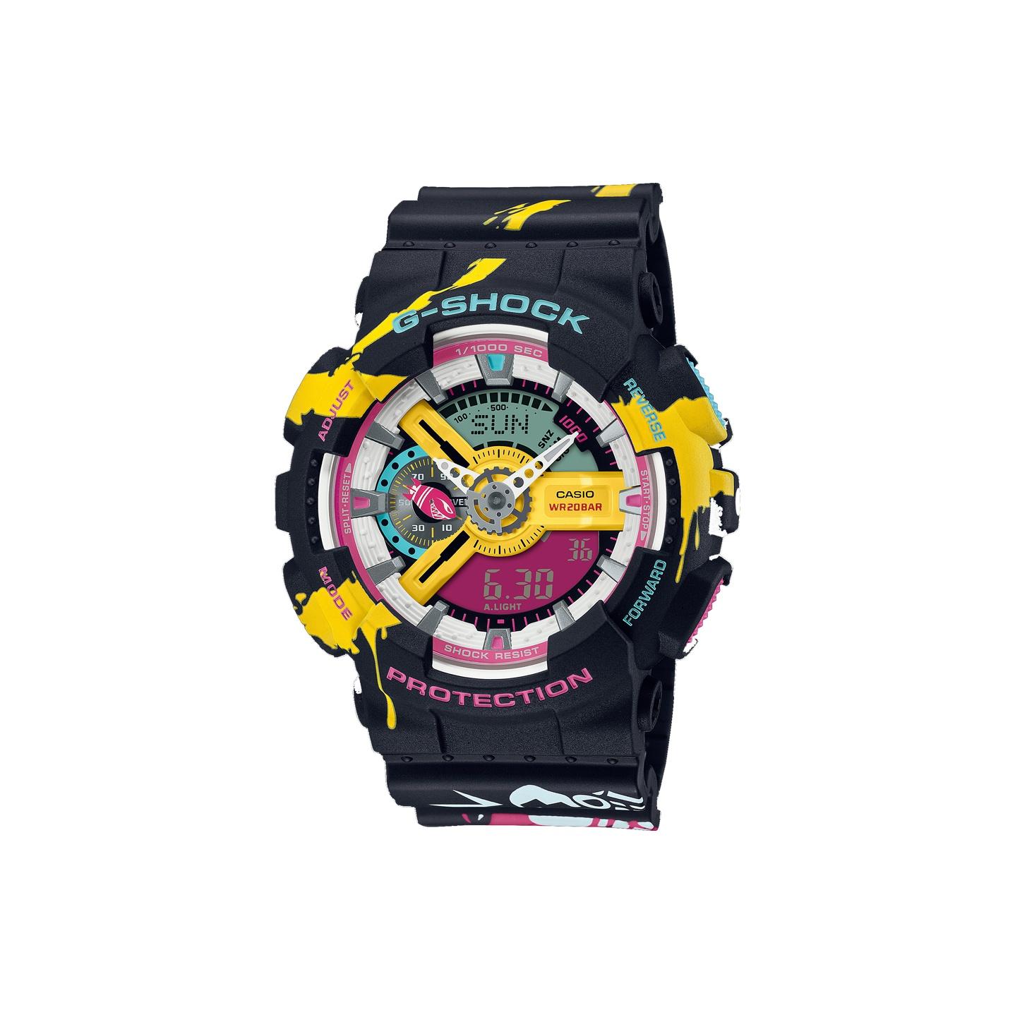 CASIO Men Liquid Crystal/Analog Dual Display Series White Watch GA-110LL-1APR- Black Strap