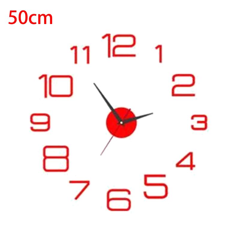3D Mirror Wall Clock Luminous Modern DIY Frameless Sticker Large Silent Quartz for Living Room Office