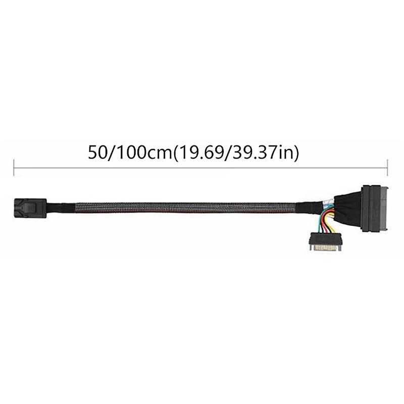 Built-In 12G Mini Sas Hd To U.2 36P Sff-8643 To Sas U.2 Sff-8639 Cable 0.5M/1M With 15Pin Sata Power Supply,Suitable For U.2 Ssd
