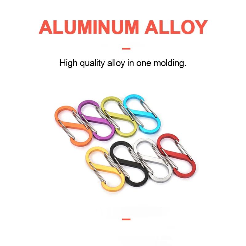 5Pcs Stainless Steel S Type Carabiner with Lock Mini Keychain Hook Anti-Theft Outdoor Camping Backpack Buckle Key-Lock Tool