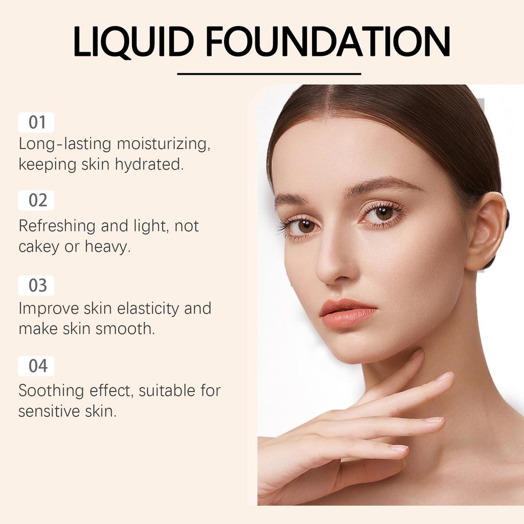 zephoco Liquid Foundation SPF 50 Sunscreen Serum: Medium Spectrum Moisturizing Base Makeup with Aloe & Hyaluronic Acid, 30g